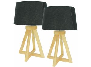 3700710833215 - Eclairage Design - Set aus 2 hod Tischlampen aus Holz E27 37cm