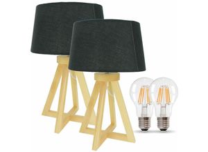 3700710833239 - Eclairage Design - Set aus 2 HOD-Tischlampen aus Holz E27 37 cm mit warmweißen 4-W-LED-Glühlampen