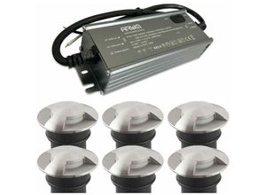 3700710833697 - Arum Lighting - Set mit 6 Bodeneinbauleuchten 3 w Mini-CANYON IP67 12 v mit selv 50 w IP67-Transformator Température de Couleur Blanc neutre 4000K