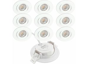 3700710833758 - Arum Lighting - 10 LED-Einbauleuchten asturia Einstellbar 7W Äq 75W Température de Couleur Blanc Chaud 3000K