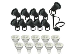 3700710837442 - Arum Lighting - Set mit 10 wasserdichten IP65-Stabstrahlern + 10 GU10-6-W-Glühbirnen Warmweiß Naturweiß Kaltweiß