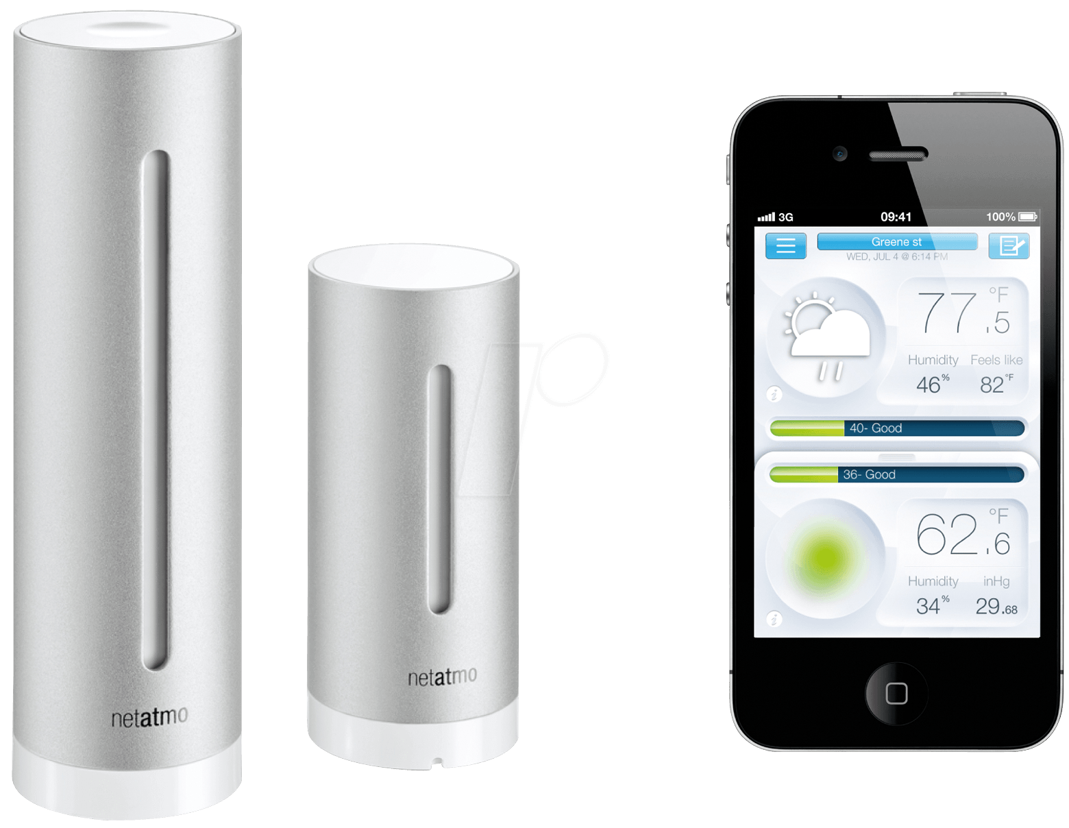 3700730500104 - NETATMO NWS01-EC Wet­ter­sta­ti­on kompa QIVICON RWE SmartHome Z-Wave Amazon Alexa