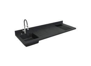 3700842511630 - Plan de travail monobloc PlaniQuartz avec évier à gauche - 180 cm NERO