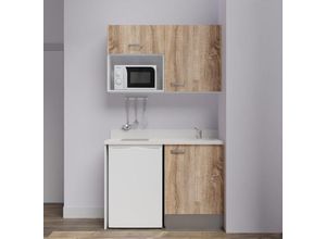 3700842528287 - Kochnische K07L – 120 cm – oberer Kühlschrank und Mikrowellenschlitze – Holz – Snova – Spüle rechts