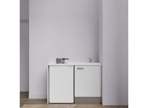 3700842530587 - Küchenzeile K08L-PT – 120 cm mit Arbeitsplatte und Spüle – Kühlschrankstandort White Facade White Plan White Sink