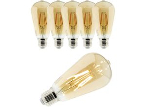 3700976200592 - Set mit 6 Deko-Filament-LED-Lampen Amber 4W E27 400lm 2500K - Edison - Zenitech