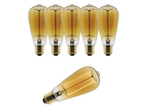 3700976200615 - Set mit 6 Deko-Filament-Kohlenstofflampen Edison 25W E27 2700K (Warmweiß) Zenitech