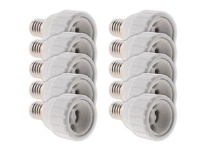 3700976204552 - Set mit 10 Adapter-Fassungen E14 zu GU10 zum Schrauben - schwer entflammbar - Zenitech