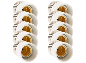 3700976204590 - Set mit 10 Adapter-Fassungen für Lampen - Stecker E27 zu Buchse E14 - Weiß - Zenitech