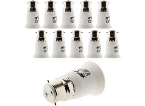 3700976204613 - Set mit 10 Adapter-Fassungen für Lampen - Stecker B22 zu Buchse E27 - Weiß Zenitech