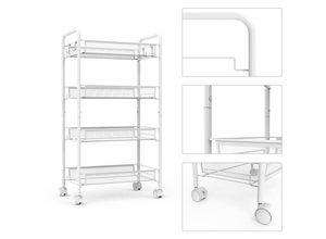 3701035600803 - Leogreen - Lagerwagen Aufbewahrungsmöbel 4 Lagen 835 x 46 x 27 cm Weiß Material Eisen - Weiß