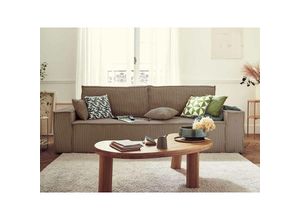 3701061724740 - Bestmobilier - Dellia – 3-sitzer sofa mit schlaffunktion – mit bettkasten – aus cord – zeitgenössischer stil - taupe - Taupe