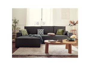 3701061726652 - Bestmobilier - Dellia – ecksofa beidseitig montierbar mit schlaffunktion – mit bettkasten – aus cord – 4-sitzer - dunkelgrau - Dunkelgrau