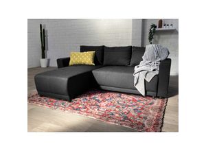 3701061733735 - Bestmobilier - Pilea - ecksofa beidseitig montierbar 4-sitzer - schlaffunktion und bettkasten - aus stoff - anthrazitgrau