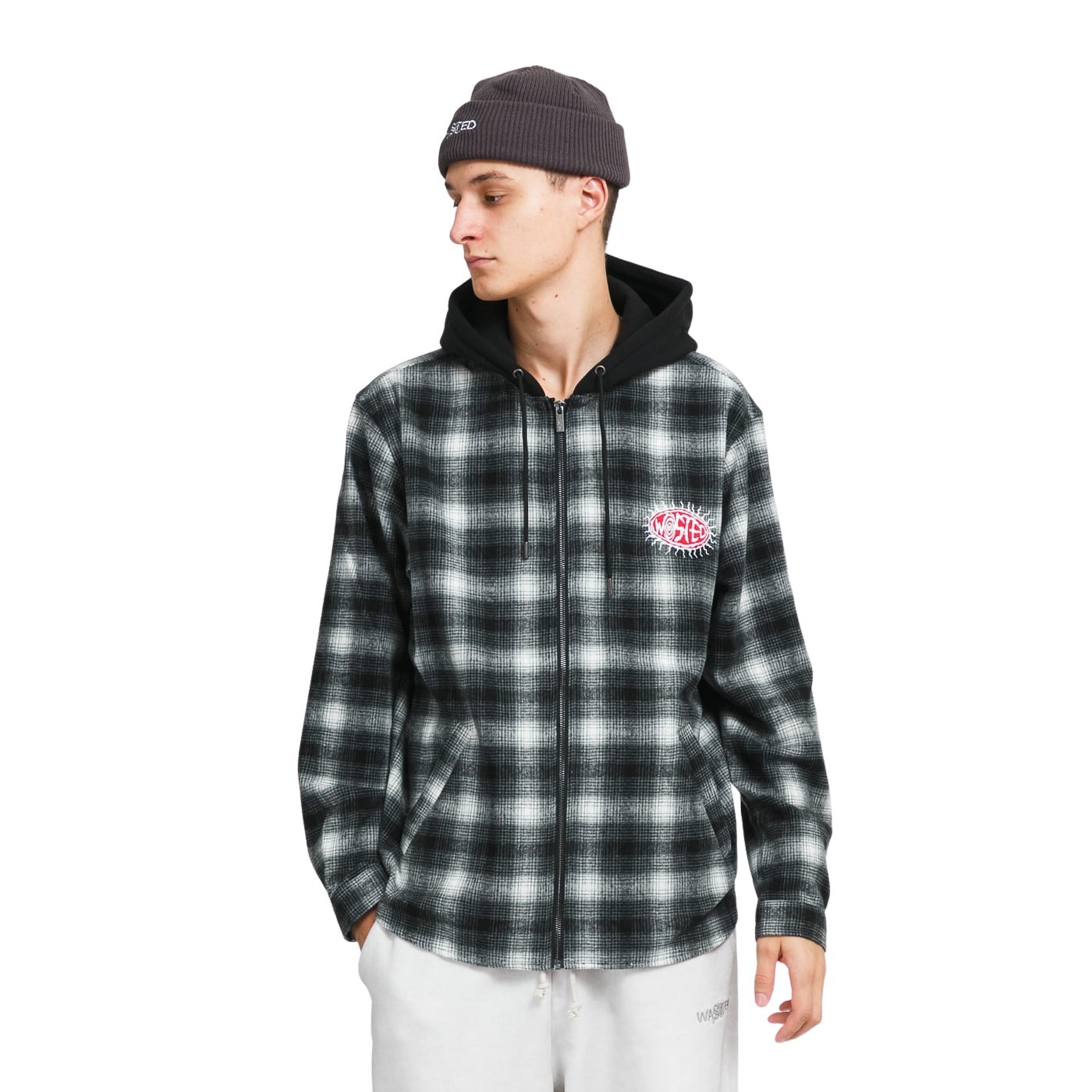 3701193156044 - Hoodie Shadow Plaid Love