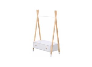 3701227218021 - Kindergarderobe aus Holz und Weiß mit Schublade LOU