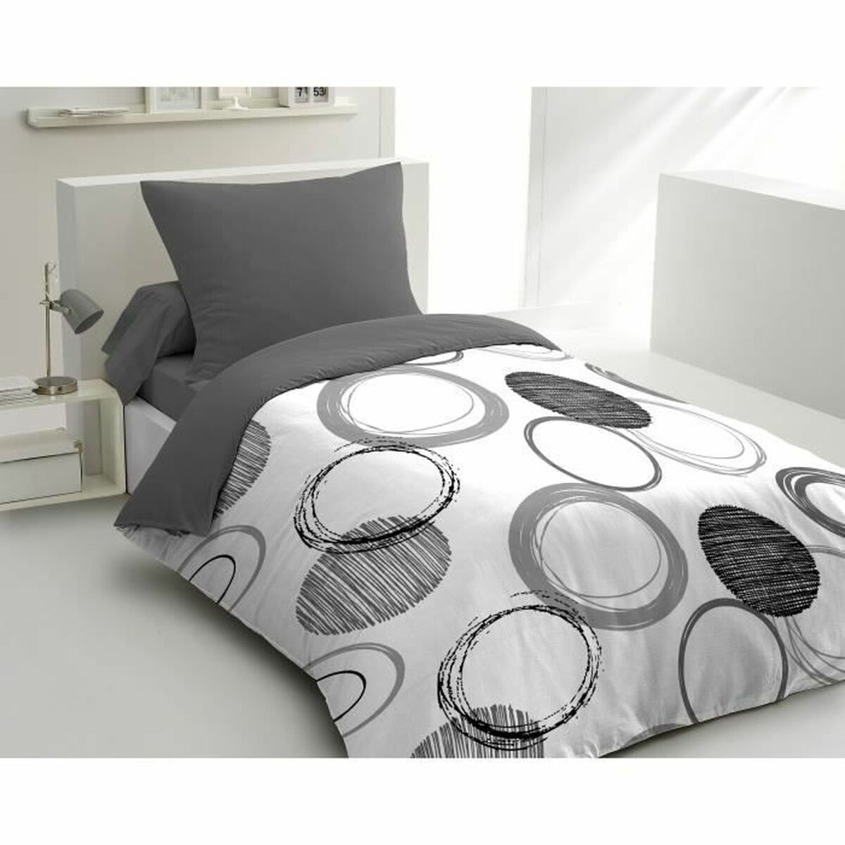 3701393708289 - Duvet cover set Audace Grey Light grey 140 x 200 cm 3701393708289 - Duvet cover set Audace Grey Light grey 140 x 200 cm