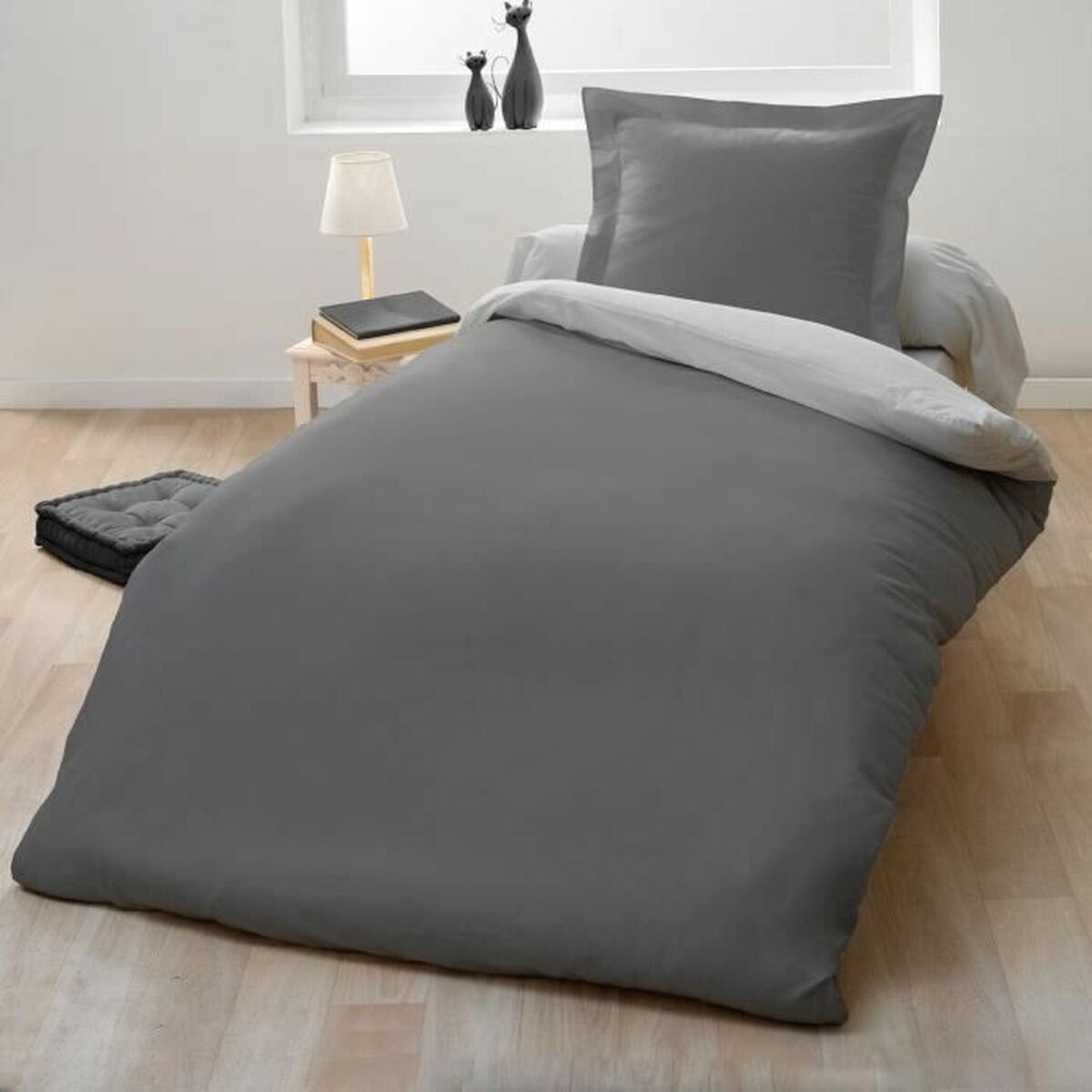 3701393711289 - Nordic-Bettbezug Grau Zweifarbig 140 x 200 cm