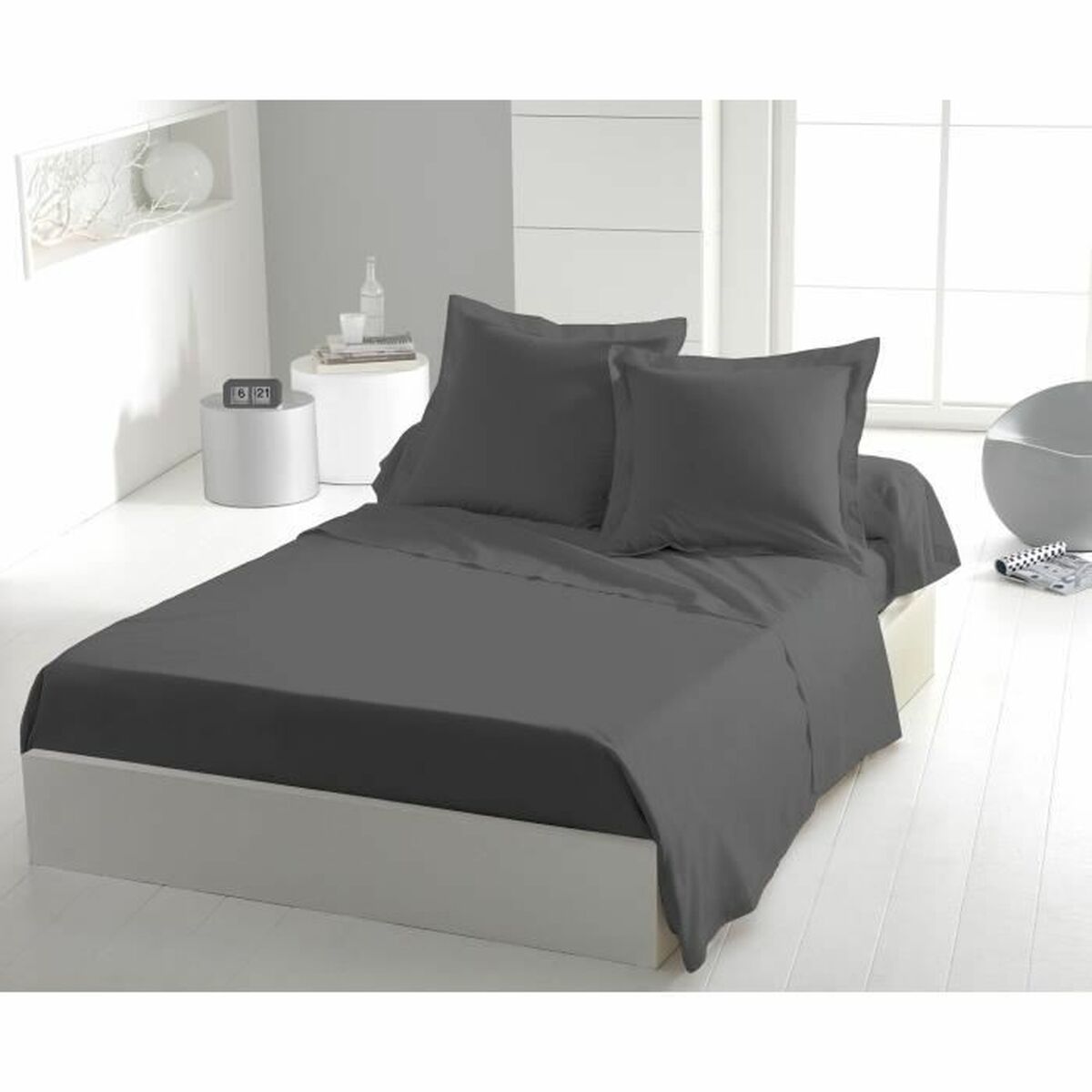 3701393718561 - Bettwäscheset Bettlaken Grau Einzelbett 180 x 290 cm 3701393718561 - Bettwäscheset Bettlaken Grau Einzelbett 180 x 290 cm