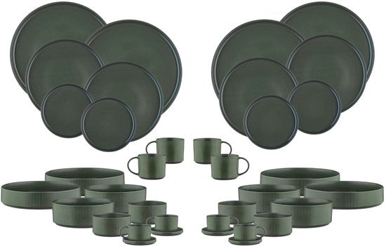 3701488309377 - SCANDI Komplettes Essgeschirr - 36 Teile - Olive