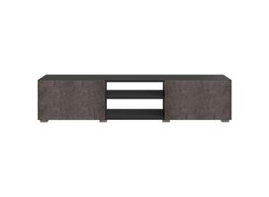 3760037846008 - Temahome Boutique Officielle - TV-Möbel podium Schwarz und Beton 2 Nischen und 2 Türen 140 x 31