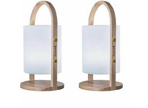 3760093547147 - Lumisky - 2er-Set kabellose dimmbare LED-Laternen H37CM 2x woody