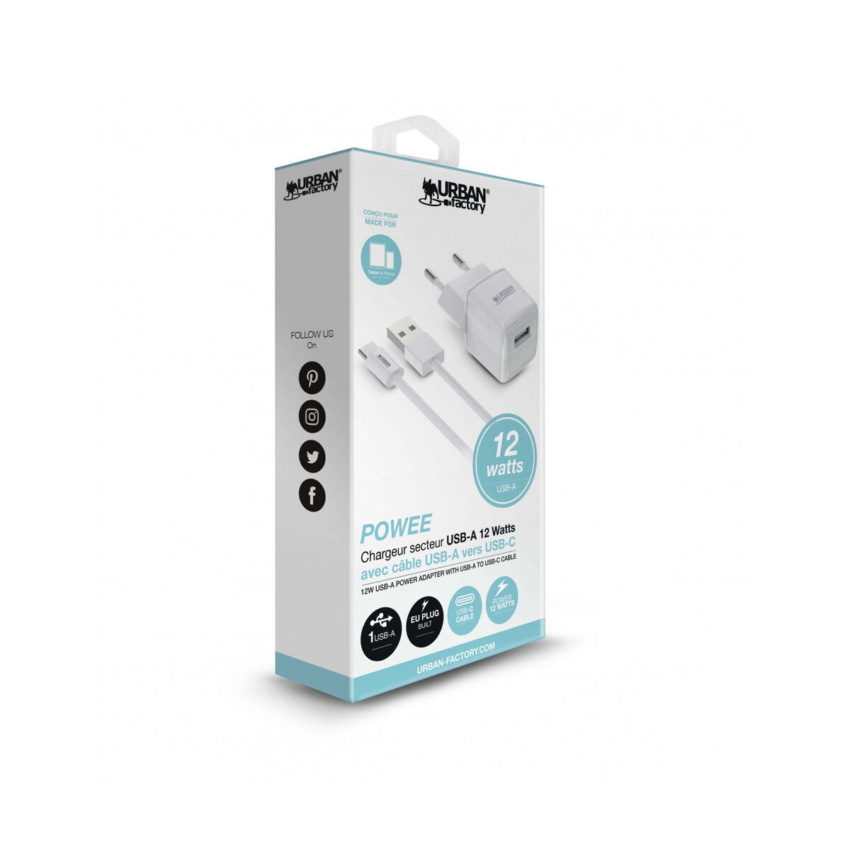 3760170881775 - Wand-Ladegerät + USB-C Kabel PSC25UF Weiß 12 W 3760170881775 - Wand-Ladegerät + USB-C Kabel PSC25UF Weiß 12 W