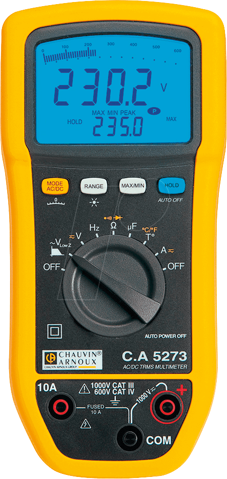 3760171417645 - Chauvin Arnoux CA 5273 Hand-Multimeter digital Spritzwassergeschützt (IP54) CAT III 1000 V CAT IV 600 V Anzeige (Counts) 6000