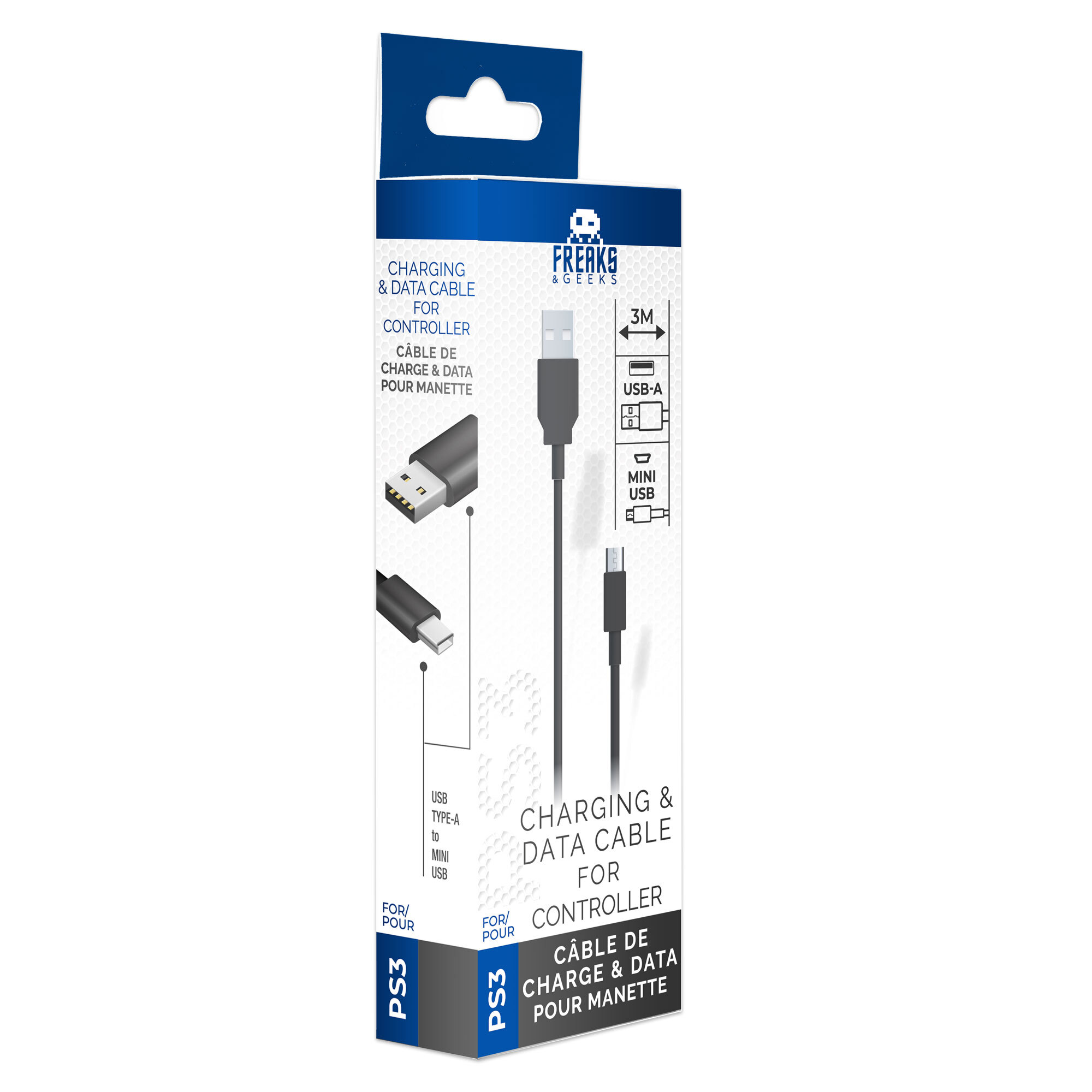 3760178620444 - Charging Cable 3m - Wired Charging cable for wireless game controller - Sony PlayStation 3