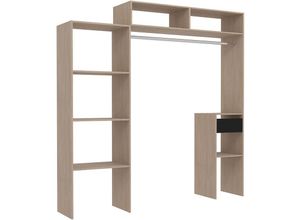 3760285050653 - Concept-usine - Begehbarer Kleiderschrank mit Garderobe Fächern und Schubladen elysee - Holz