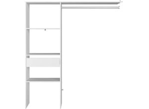 3760313246973 - Concept-usine - Kleiderschrank 3 Fächer 1 Schublade Garderobe 160 x 40 x 180 cm elysee - Weiß