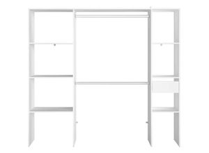 3760313247048 - Concept-usine - Kleiderschrank 6 Fächer 1 Schublade 2 Garderoben 198 x 40 x 180 cm elysee - Weiß