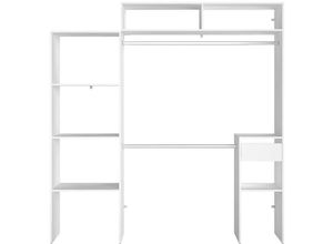 3760313247123 - Concept-usine - Begehbarer Kleiderschrank mit Garderobe Fächer und Schubladen weiß elysee - Weiß