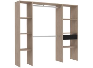 3760313249974 - Concept-usine - Kleiderschrank aus Holz mit 6 Fächern 1 Schublade und 2 Garderoben elysee - Holz