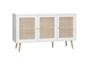 3760350651945 - Sideboard mit Rattangeflecht 120 x 39 x 70 cm - Weiß - Sweeek