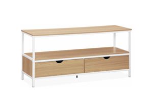 3760350652218 - TV-Möbel aus Holzdekor und Metall 120x39x57cm - Weiß - Sweeek