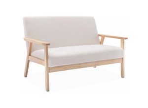 3760350657497 - Alices Garden - sweeek - 2 Sitzer Sitzbank mit Bouclé-Bezug und Holzfüßen Kunstlammfell - Kunstlammfell Weiß