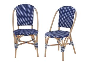 3760350659507 - Alices Garden - sweeek - 2er Set Bistrostühle aus Rattan und Polyrattan - Blau