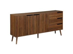 3760350659859 - Alices Garden - sweeek - Skandinavisches Sideboard mit 2 Türen 160 cm - Nussbaumfarben