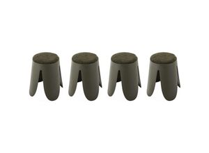 3760388441648 - Alices Garden - sweeek - 4er Set stapelbare Hocker strukturierter Bouclébezug - Khaki