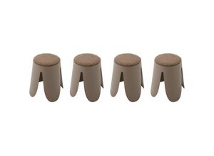 3760388441778 - Alices Garden - sweeek - 4er Set stapelbare Hocker strukturierter Bouclébezug - Braun