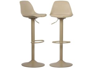 3760388445035 - sweeek - 2er Set verstellbare Barhocker mit Sitzbezug aus Kunstleder - Taupe