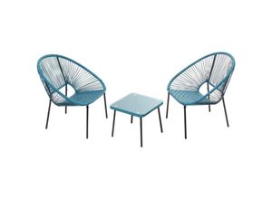 3760402901660 - Concept-usine - 2er-Set Sessel + Couchtisch blau acapulco