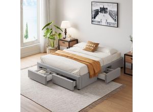 3760402906351 - Modernes Bett mit Schubladen sacramento - 140x190 - grau