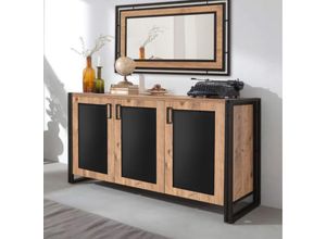 3760402906559 - Industrielles Sideboard mit Regalen und Türen freda