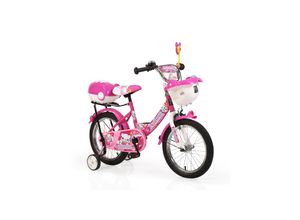 3800146200206 - Byox Kinderfahrrad 16 Zoll 1682 rosa Stützräder 2 Körbe Klingel verstellbar