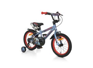 3800146202705 - Byox Kinderfahrrad 16 Zoll Monster Stützräder Metall-Rahmen Getränkehalter grau