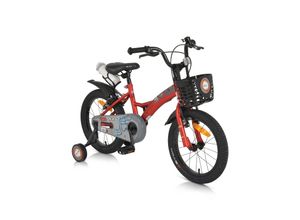 3800146202798 - Byox Kinderfahrrad Robo 16 Zoll Stützräder Flasche Klingel Korb Metallrahmen rot