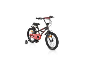 3800146203191 - Byox Kinderfahrrad 18 Zoll Pixi Klingel Reflektoren Stützräder ab 5 Jahre schwarz rot