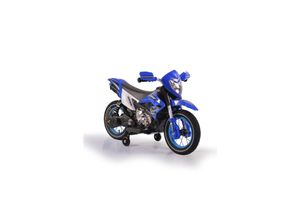 3800146213657 - Kinder Elektromotorrad Super Moto FB-6186 Luftreifen Musik Licht Stützräder blau